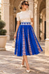 Amalfi Bloom Midi Skirt – Cobalt Blue