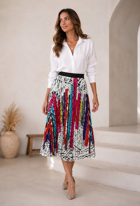 Ingrid Pleated Midi Skirt - Battenburg
