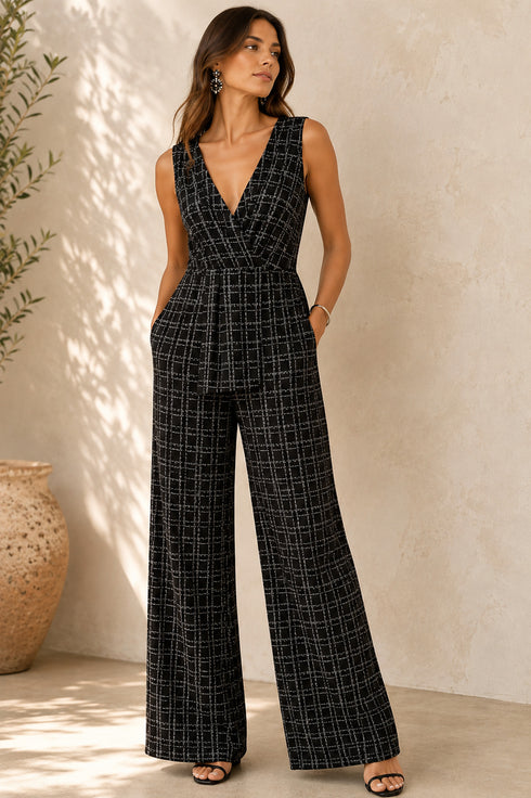 Gable Jumpsuit – Silver Plaid