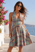 Celina Halter Dress - Teal Plaid