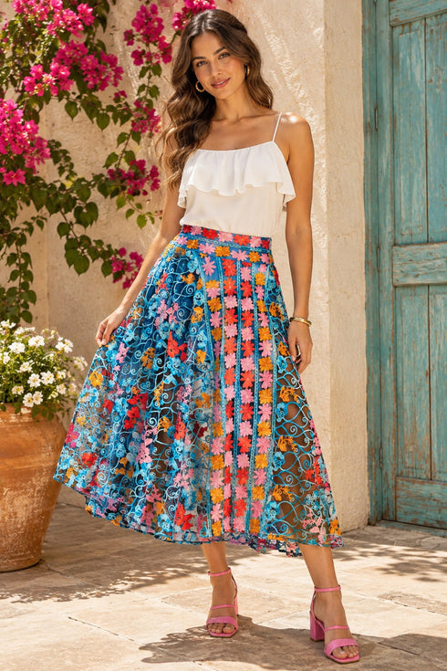 Daniel Midi Skirt - Nocturnal Bloom