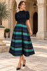 Elodie Stripe Midi Skirt – Teal & Navy