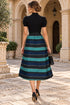 Elodie Stripe Midi Skirt – Teal & Navy