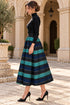 Elodie Stripe Midi Skirt – Teal & Navy