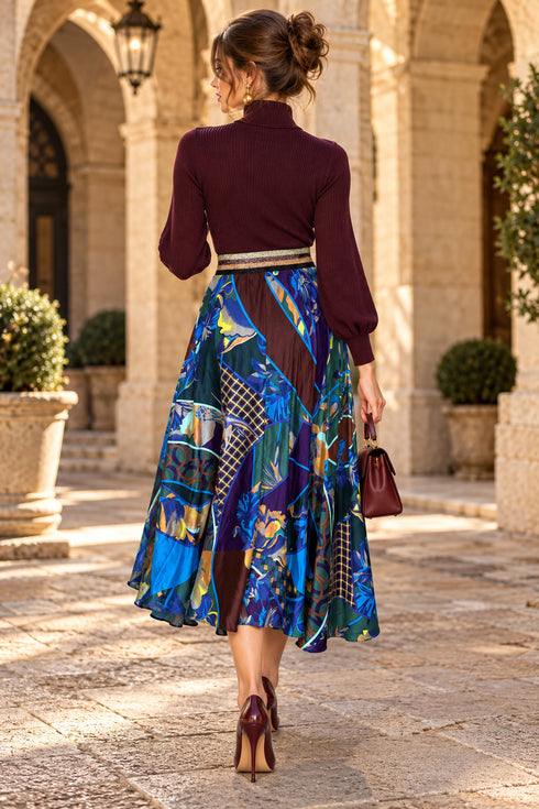 Mariposa Mosaic Midi Skirt – Jewel Multi