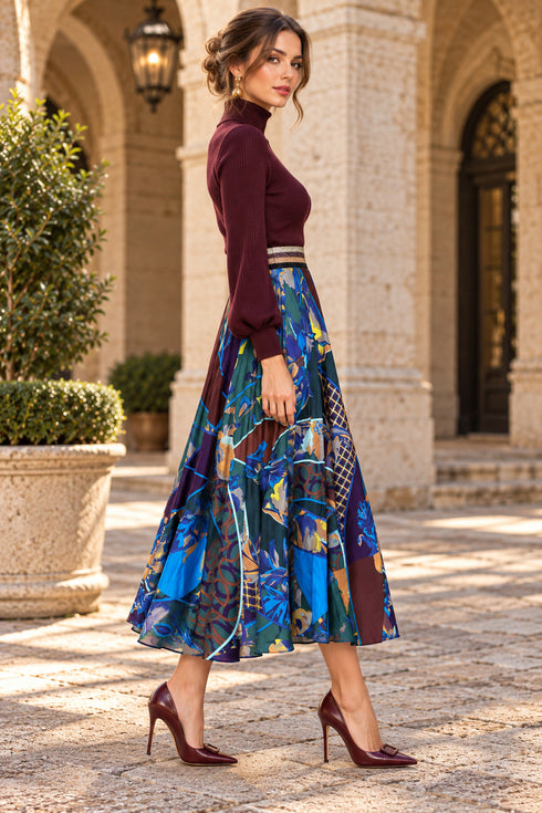 Mariposa Mosaic Midi Skirt – Jewel Multi