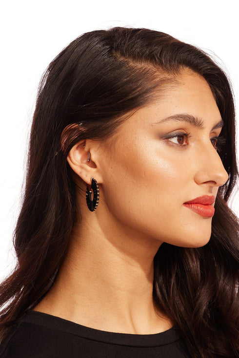 Black Macrame Loop Earrings