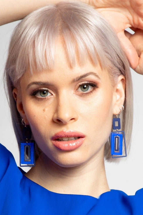 Electric Blue Rectangle Earring