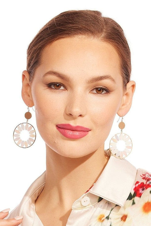 Ivory Crystals Hoop Earrings