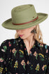 Moss Green Straw Hat with Brown Faux Leather Trim