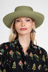 Moss Green Straw Hat with Brown Faux Leather Trim
