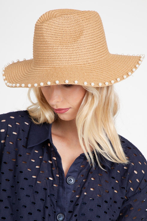 Natural Straw Pearl Hat