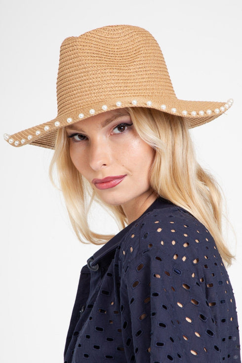 Natural Straw Pearl Hat