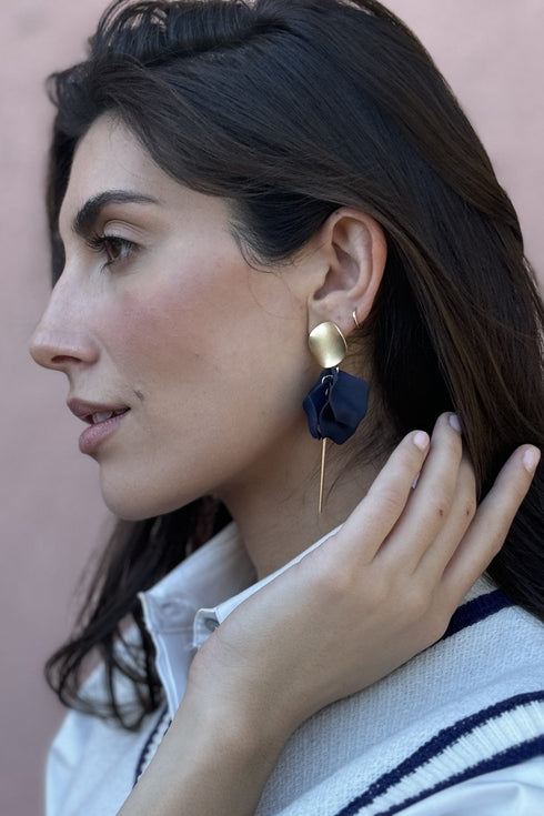 Navy Petal Earrings