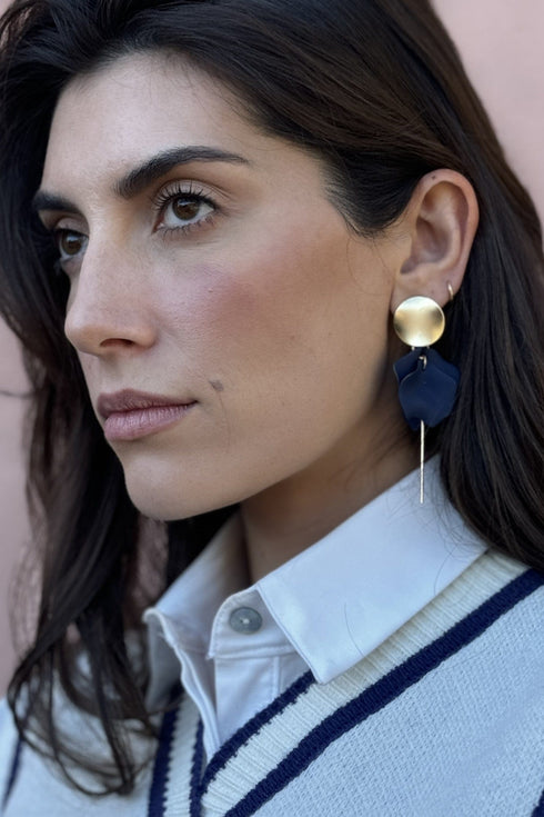 Navy Petal Earrings