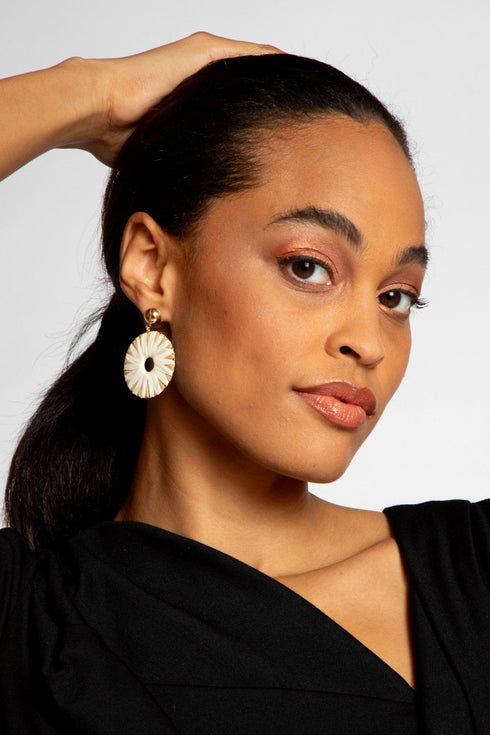 White Thread Sun Dial Earring