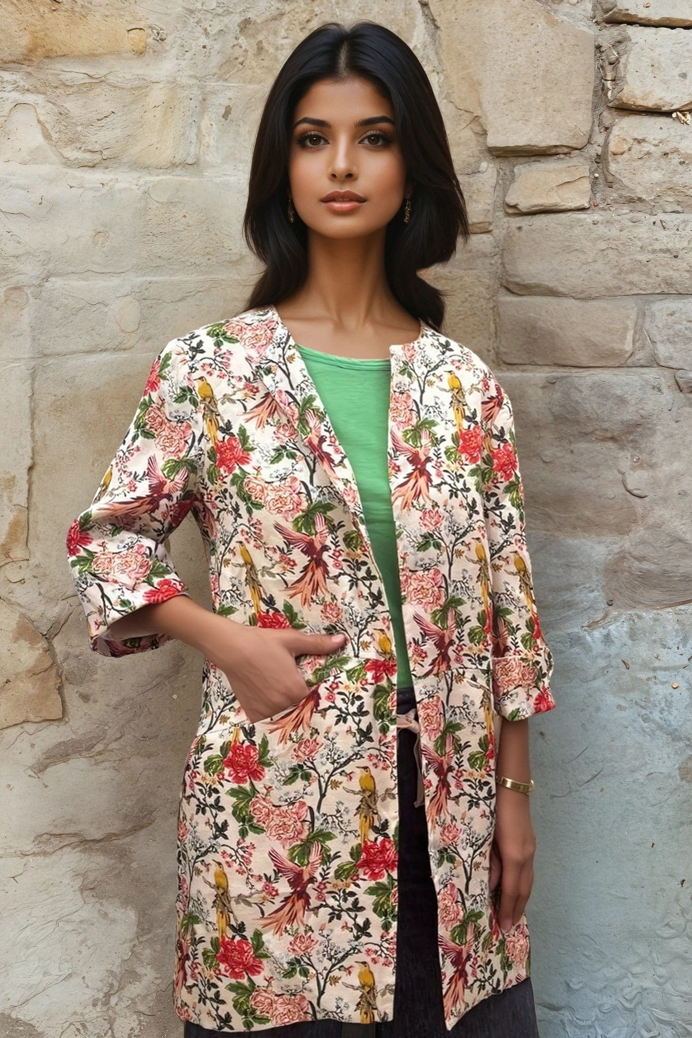 Eva Franco Coat Car Coat - Garden Flowers