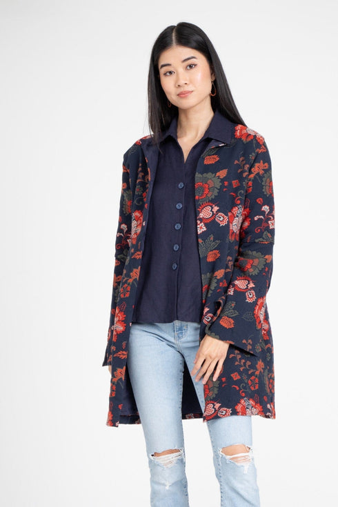 Lana Coat – Sapphire Damask