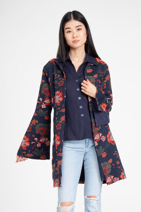 Lana Coat – Sapphire Damask
