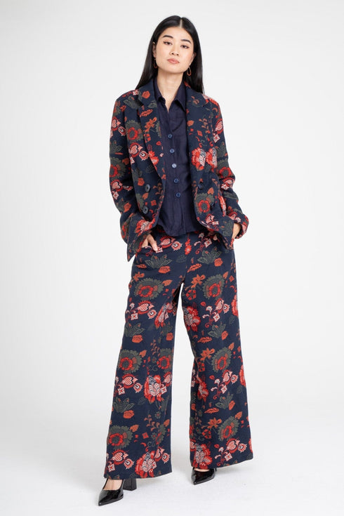 Lincoln Coat – Sapphire Damask