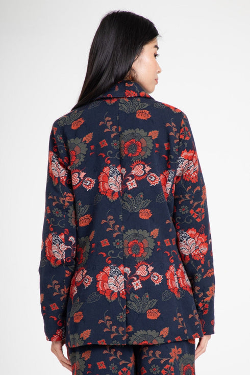 Lincoln Coat – Sapphire Damask