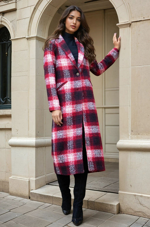 Longline Plaid Coat