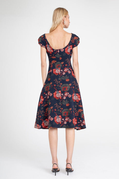 Abbington Dress – Sapphire Damask