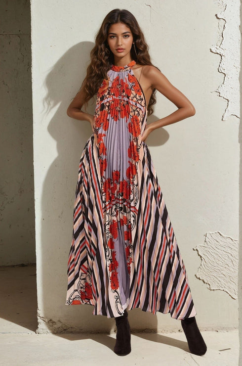 Colette Pleated Maxi Dress - Arabesque