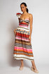 One-Shoulder Pleated Dress - Tulum Stripe