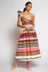 One-Shoulder Pleated Dress - Tulum Stripe