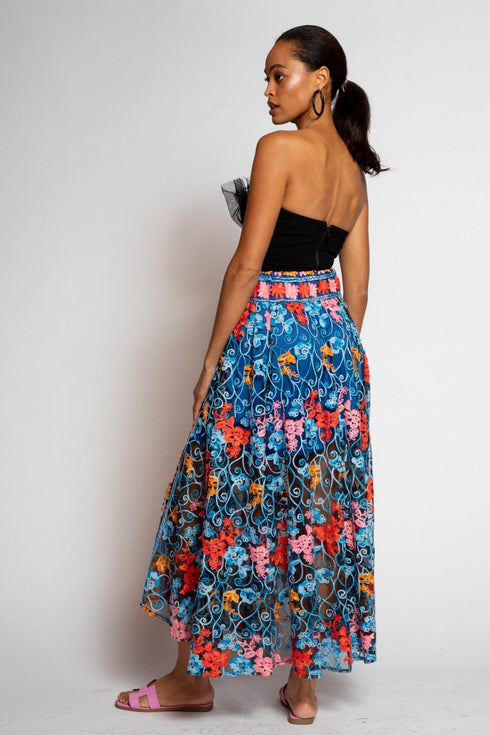 Daniel Midi Skirt - Nocturnal Bloom