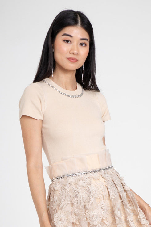 Dorothy Dress with Jeweled Neckline - Bloomsfield