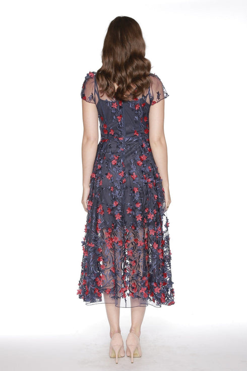 Erika Dress - Red and Navy Petal