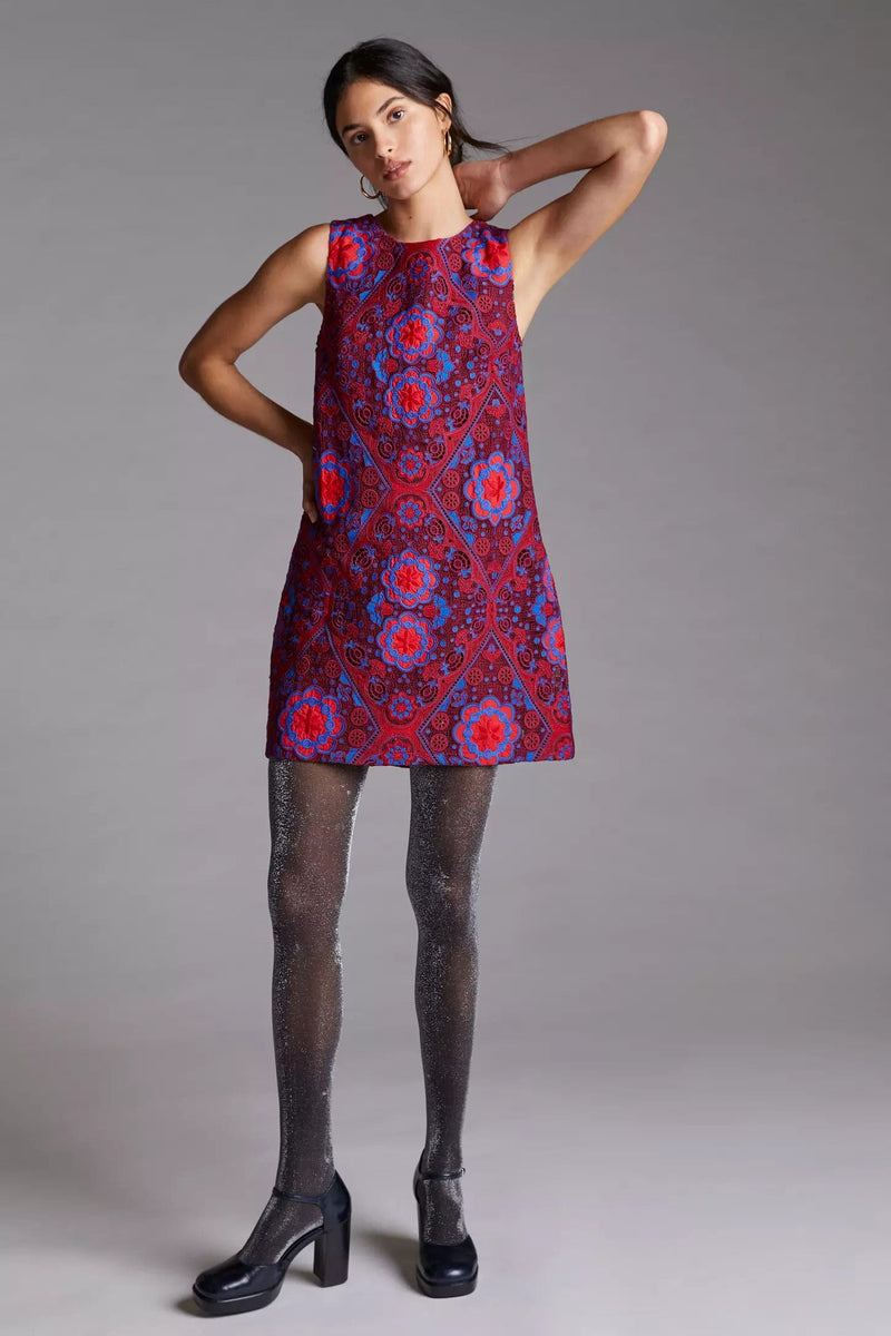 Eyelet Sleeveless Mini Dress