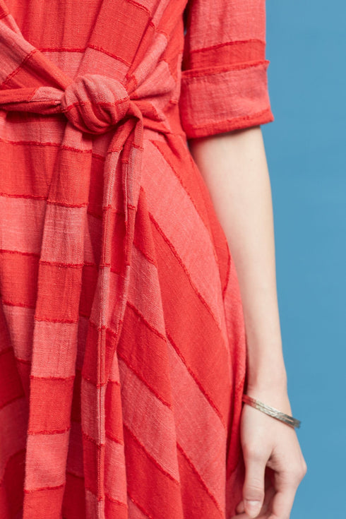 Ezra Dress - Red Stripe Linen