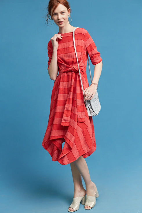 Ezra Dress - Red Stripe Linen