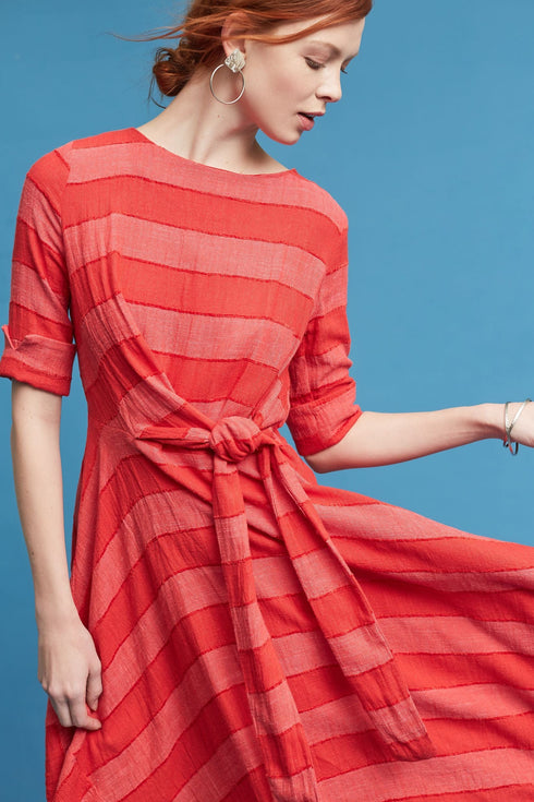 Ezra Dress - Red Stripe Linen