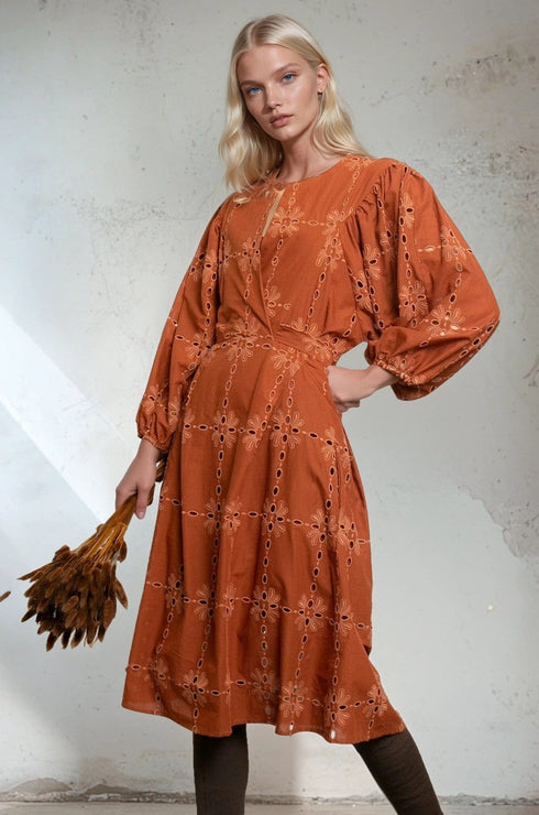 Florence Midi Dress - Cotton Eyelet Sedona