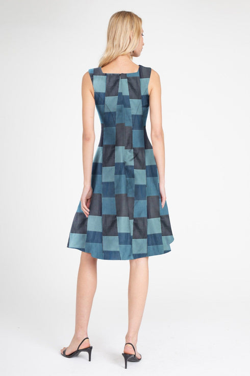 Hiroki Dress - Denim Patchwork