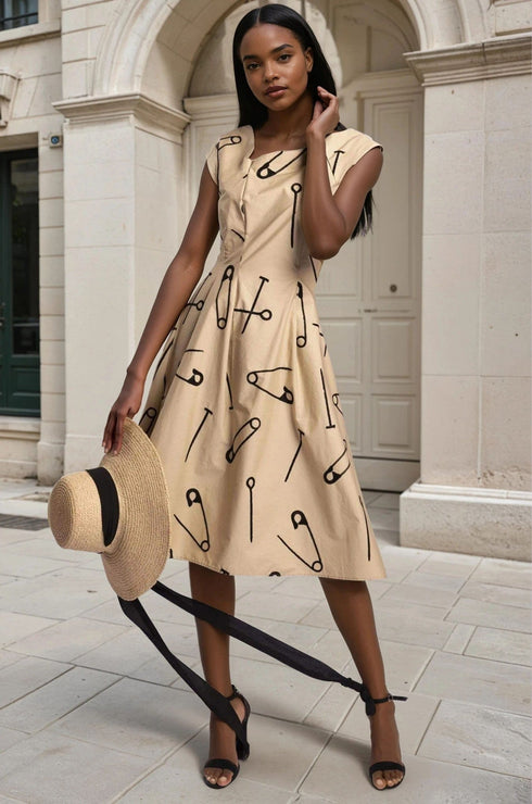 Hiroki Fit and Flare Cotton Dress - Latvia