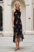 Jennie Dress – Black Mesh Floral Embroidery