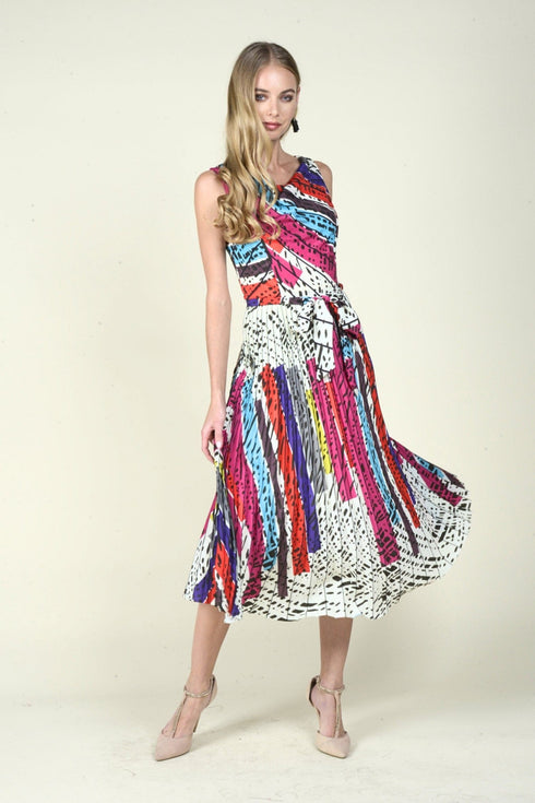 Jolie Pleated Midi Dress - Battenburg
