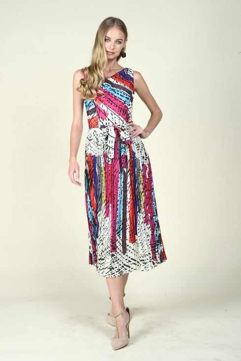 Jolie Pleated Midi Dress - Battenburg