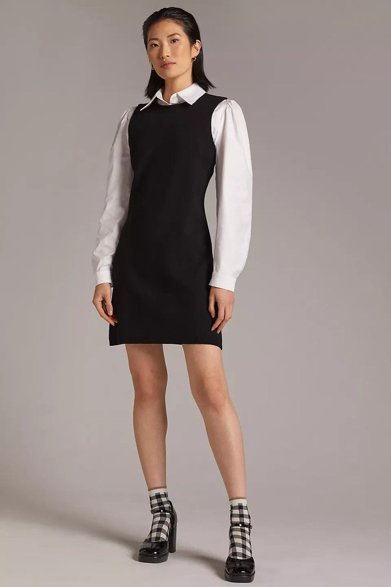 Layered Mini Dress - Black and White Eva Franco Layered Mini Dress - Black and White Eva Franco