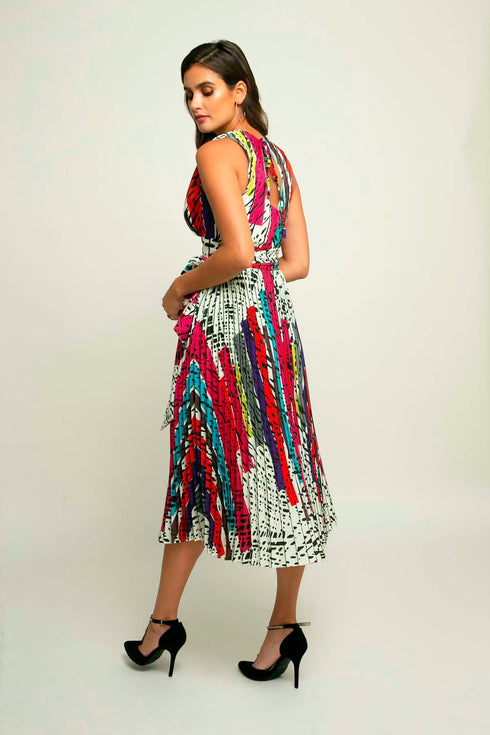 Odette Pleated Midi Dress - Battenburg