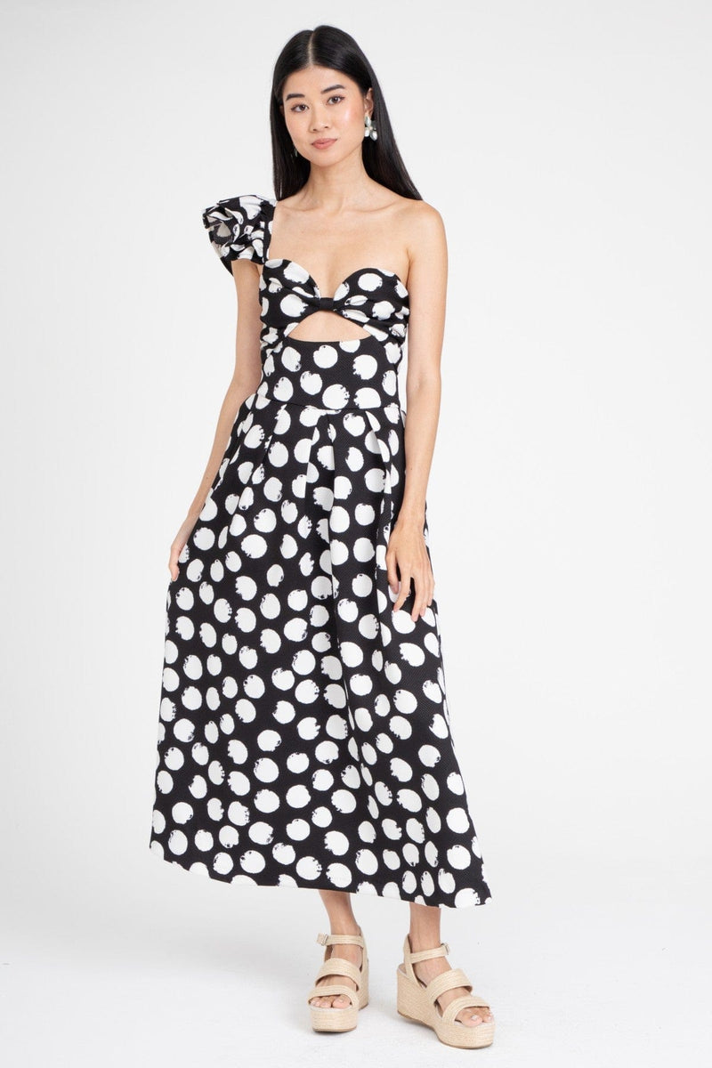 One Shoulder Maxi Dress – Black and White – Eva Franco