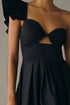 One-Shoulder Pleated Dress - Black