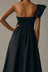 One-Shoulder Pleated Dress - Black