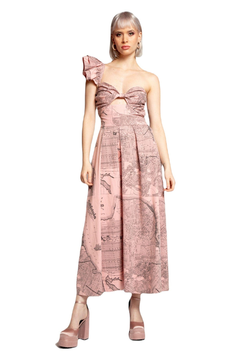 One-Shoulder Pleated Dress