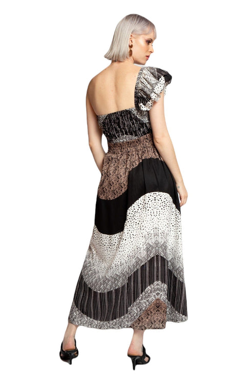 One-Shoulder Pleated Dress - Desert Coast